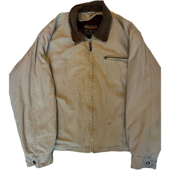 VTG WOOLRICH JACKET XL WOOL Blanket Lined INSERT Canvas Barn Chore DISTRESSED 2 - Picture 1 of 13